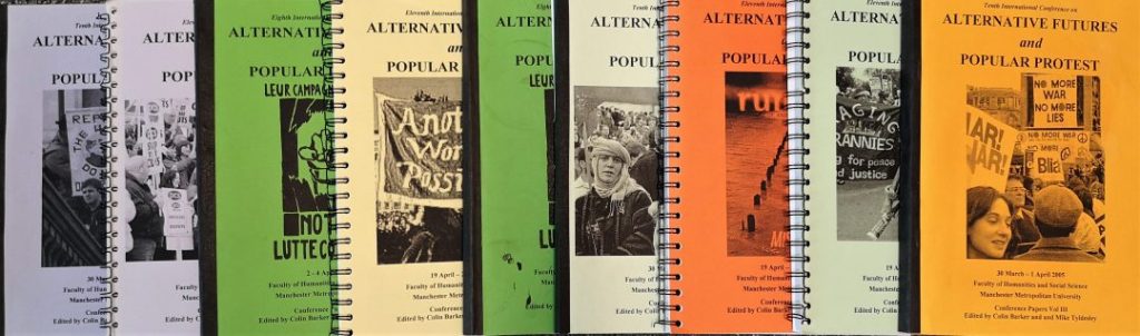image of various editions of pamphlets titled Alternative Futures & Popular Protest